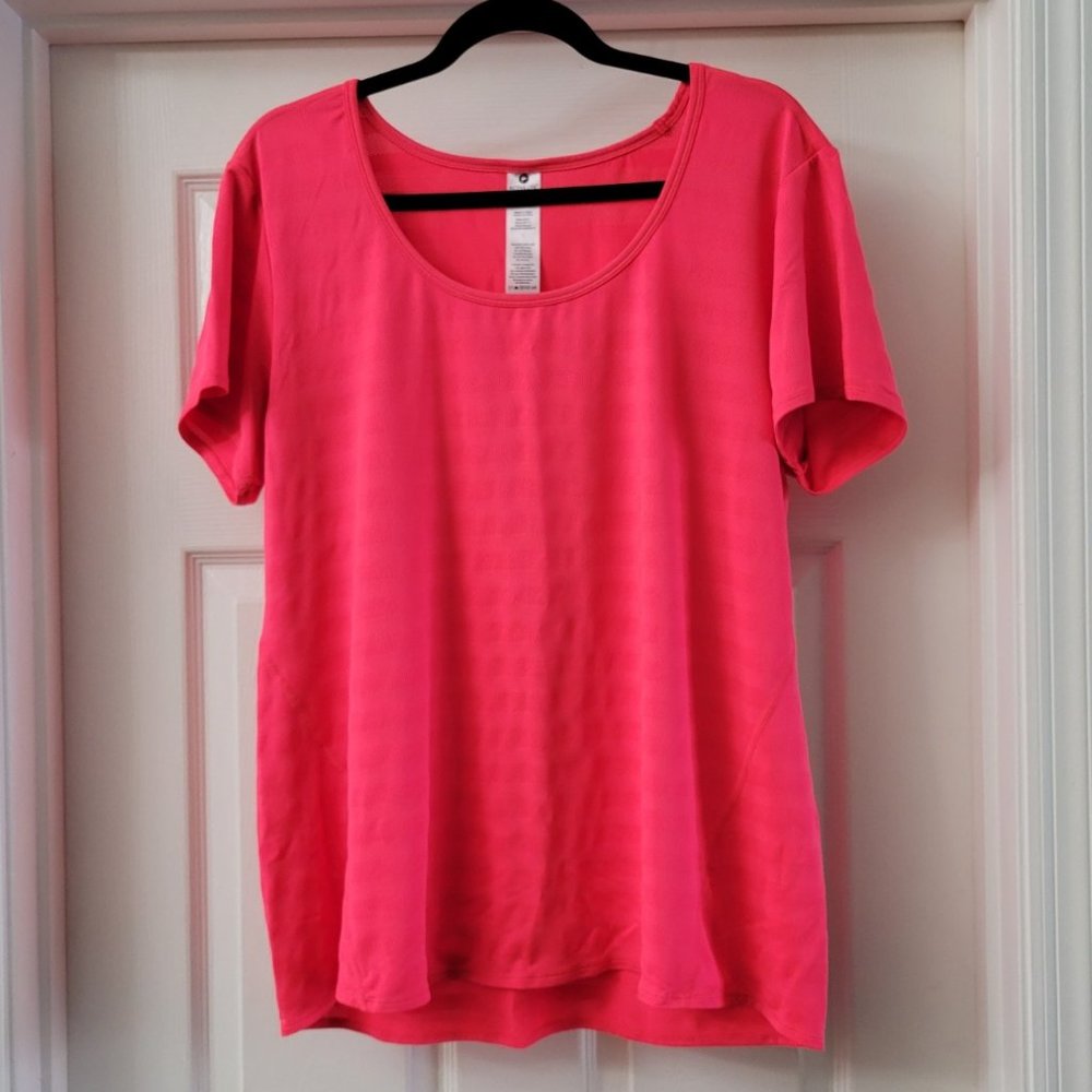 Active Life performance scoop neck tonal stripe XXL 2XL shirt - coral